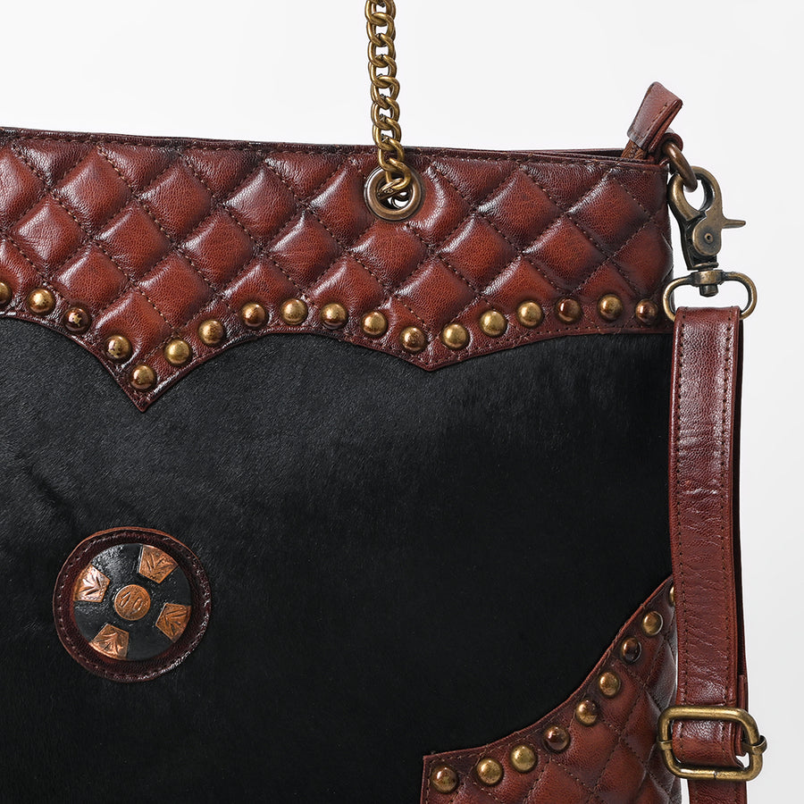 American Darling Western Quilted Leather w/ Hair-On Tote Bag Purse