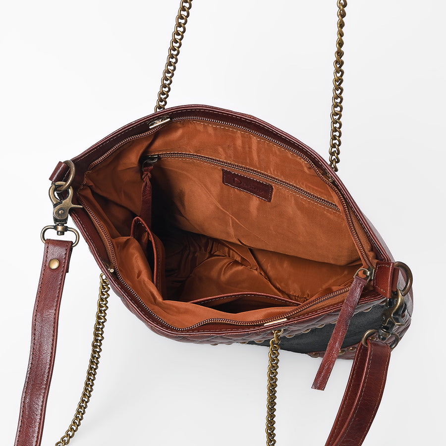 American Darling Western Quilted Leather w/ Hair-On Tote Bag Purse