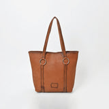 American Darling Brown Equestrian Leather Tote Bag with Horse Bit Hardware