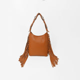 American Darling Western Tan Leather Fringe Hobo Shoulder Bag