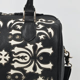 American Darling Western Leather Tooling Duffel Bag Black White Tooled Embroidery Satchel Crossbody Purse for Women