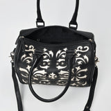 American Darling Western Leather Tooling Duffel Bag Black White Tooled Embroidery Satchel Crossbody Purse for Women