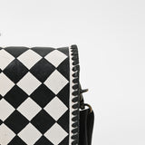 American Darling Western Leather Crossbody Bag Black White Checkered Basketweave Tooled Flap Messenger Purse for Women