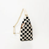 American Darling Genuine Leather Hair-On Hide Sling Bag for Women, Western Checkered Crossbody Backpack