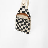 American Darling Genuine Leather Hair-On Hide Sling Bag for Women, Western Checkered Crossbody Backpack