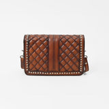 American Darling Quilted Leather Crossbody Bag for Women, Western Studded Shoulder Purse with Buckle Accent