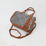 American Darling Woven Hair-On Hide Leather Satchel Bag for Women, Western Crossbody Purse with Tassel