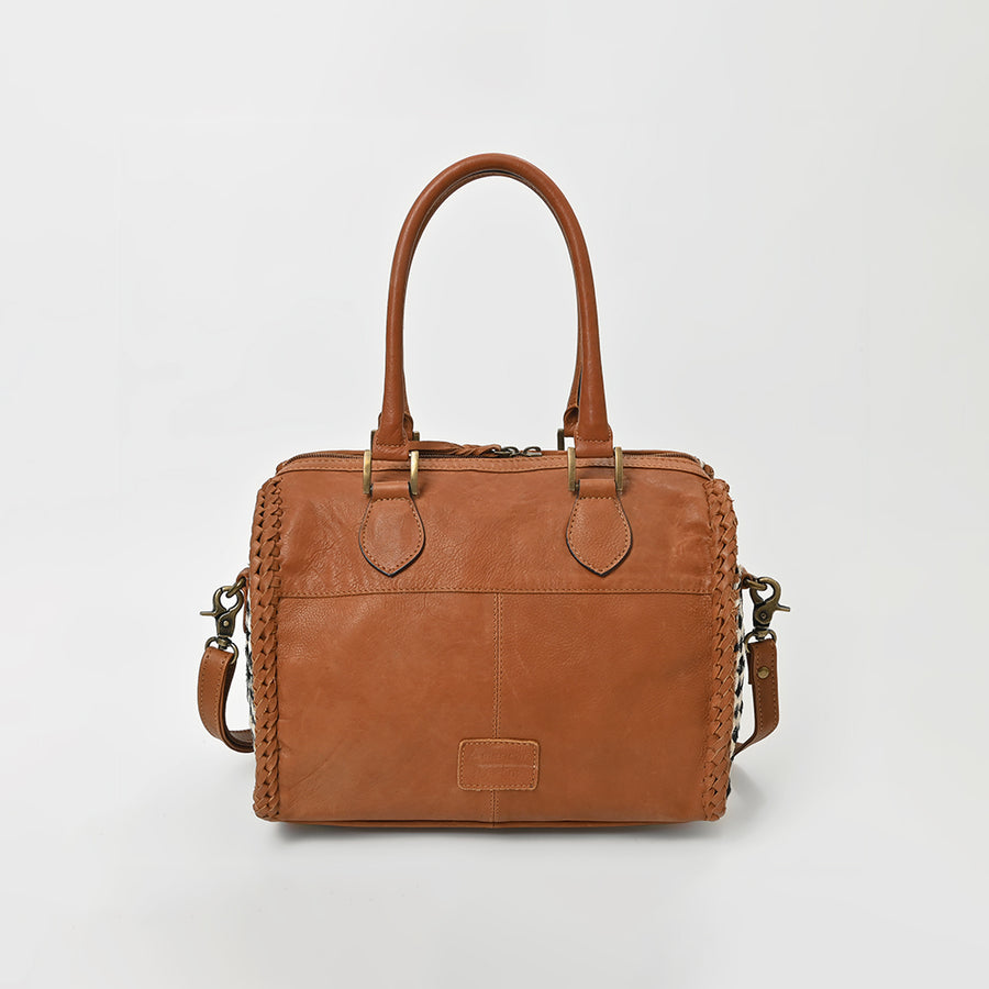 American Darling Woven Hair-On Hide Leather Satchel Bag for Women, Western Crossbody Purse with Tassel
