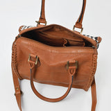 American Darling Woven Hair-On Hide Leather Satchel Bag for Women, Western Crossbody Purse with Tassel
