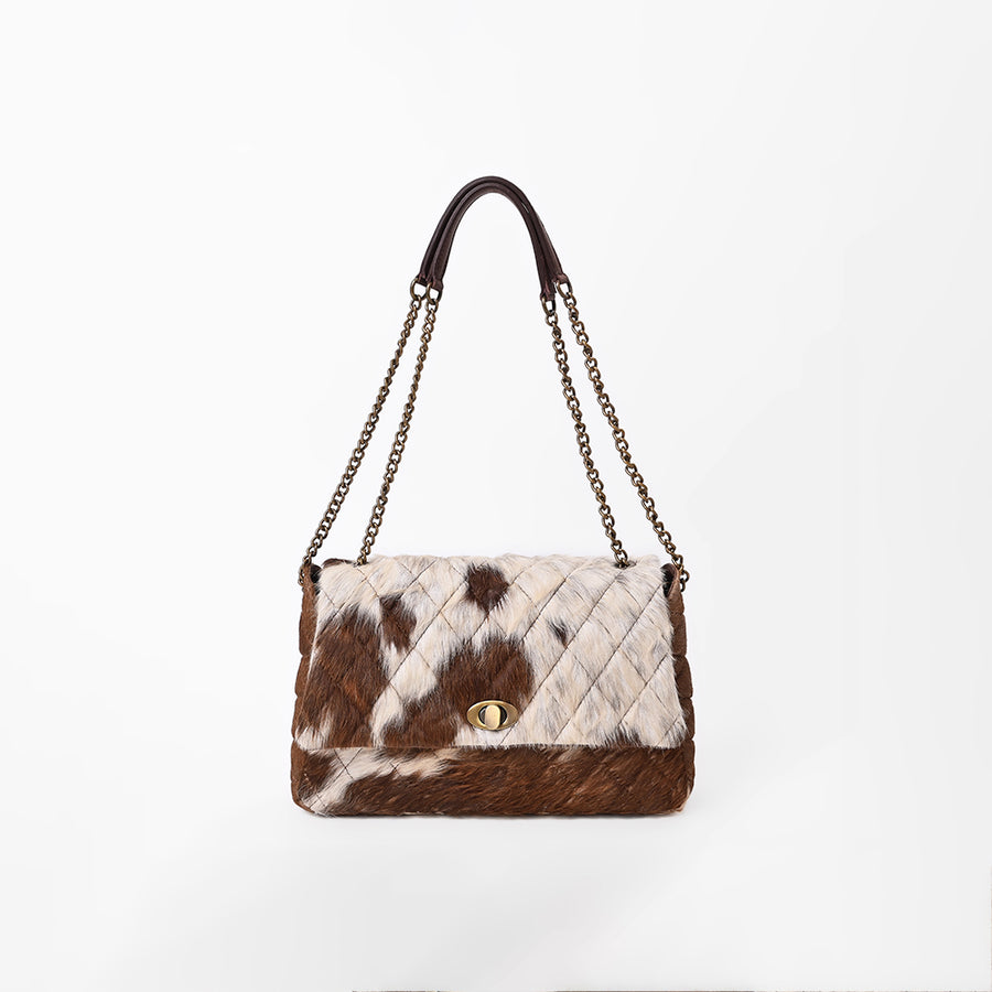 American Darling Western Cowhide Leather Quilted crossbody  Bag