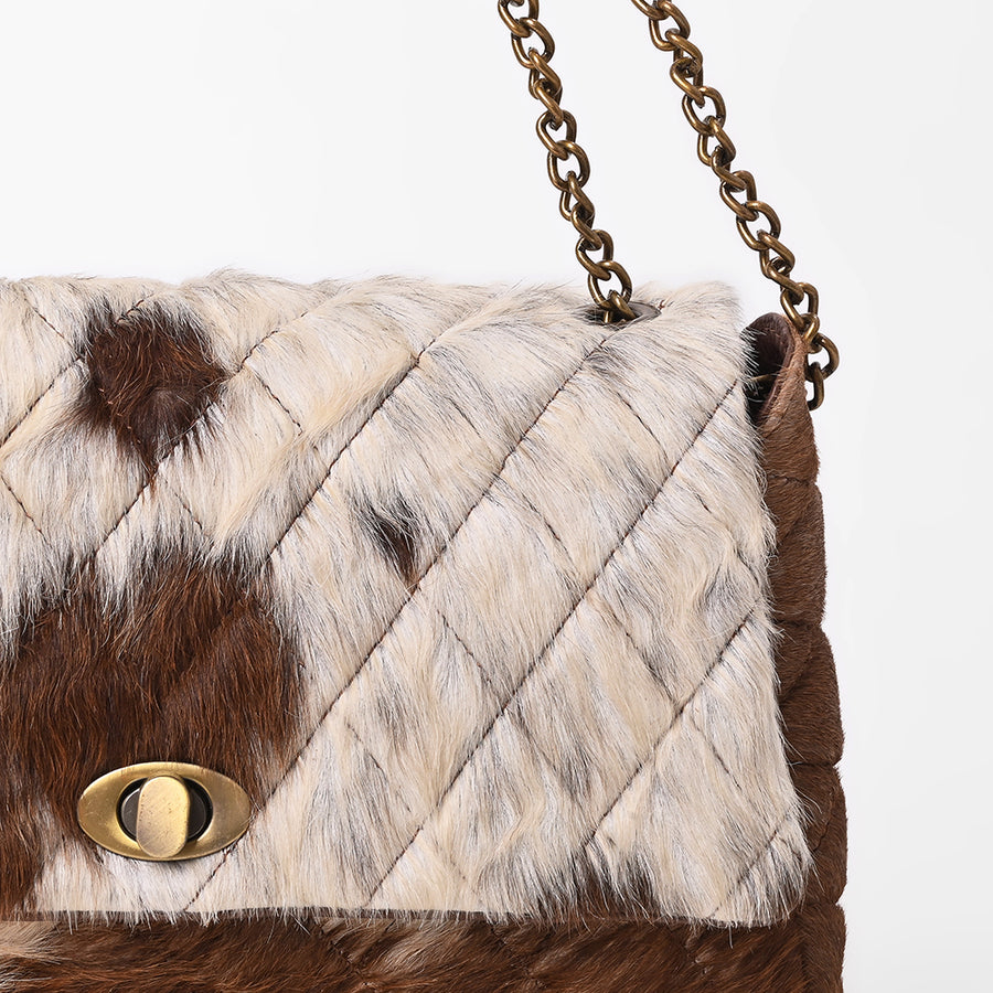 American Darling Western Cowhide Leather Quilted crossbody  Bag