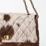 American Darling Western Cowhide Leather Quilted crossbody  Bag