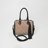 American Darling Handwoven Leather Barrel Bag with Tassel & Dual Handles – Stylish Crossbody Satchel Handbag