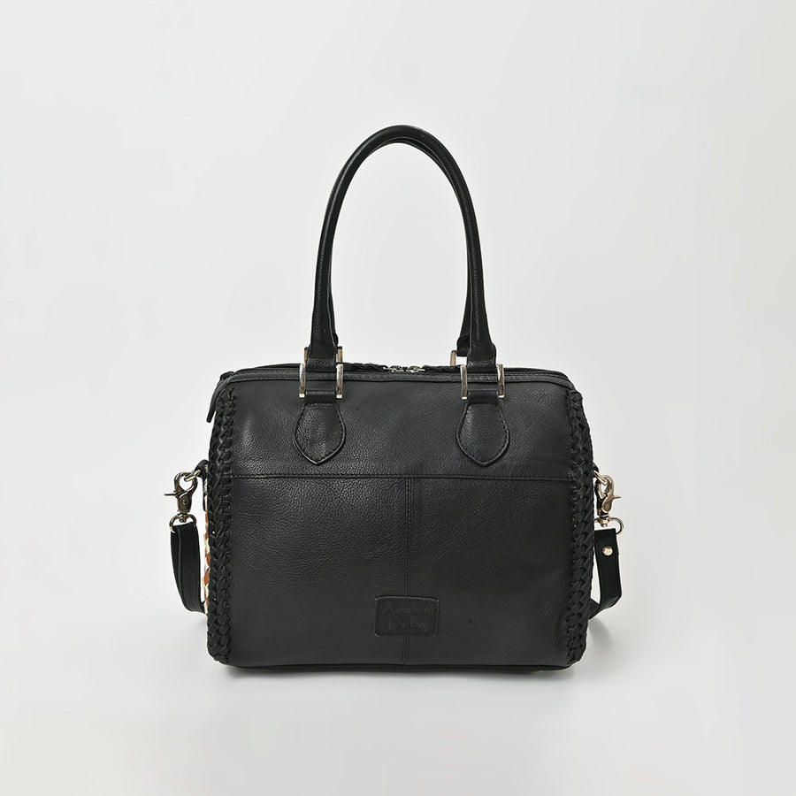 American Darling Handwoven Leather Barrel Bag with Tassel & Dual Handles – Stylish Crossbody Satchel Handbag