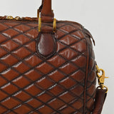 American Darling Quilted Leather Satchel Bag for Women, Western Crossbody Handbag with Barrel Shape Design