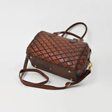 American Darling Quilted Leather Satchel Bag for Women, Western Crossbody Handbag with Barrel Shape Design
