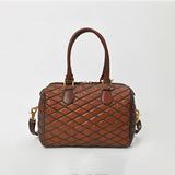 American Darling Quilted Leather Satchel Bag for Women, Western Crossbody Handbag with Barrel Shape Design