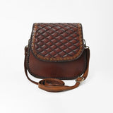 American Darling genuine Leather Quilted Crossbody Bag with Studded Flap