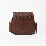 American Darling genuine Leather Quilted Crossbody Bag with Studded Flap