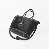 American Darling Hair-On Hide Leather Tote Bag for Women, Western Studded Shoulder Purse with Strap