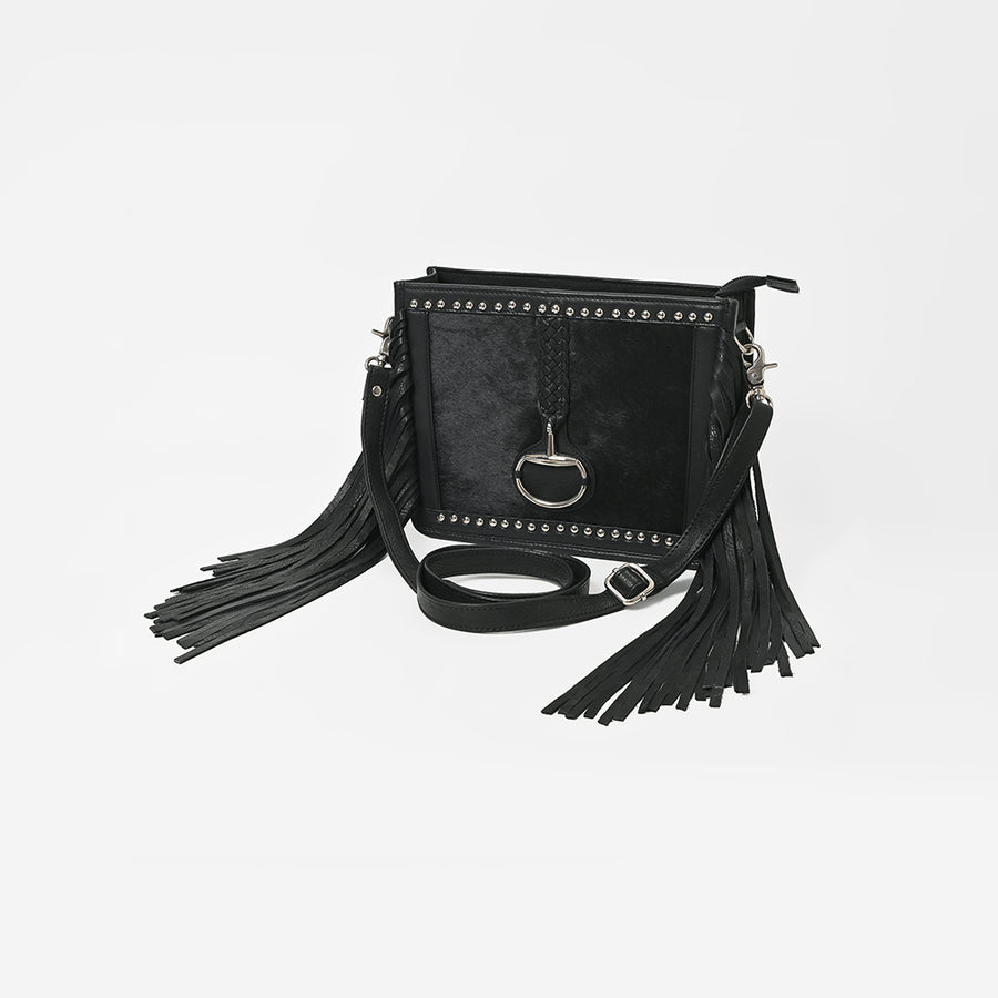 American Darling Hair-On Cowhide Leather Fringe Crossbody Bag for Women