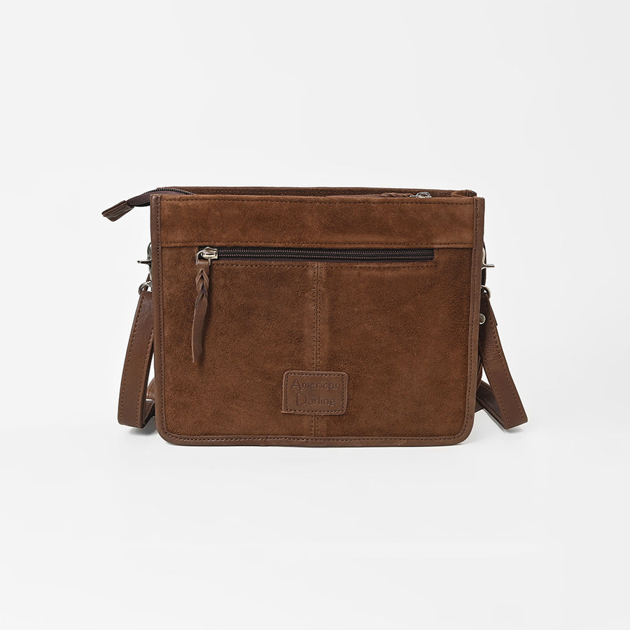 American Darling Western Fringe Crossbody Bag for Women, Studded Leather Purse with Horse Bit Accent, Brown