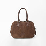 American Darling Brown Suede Leather Speedy Bag with Silver Horse Bit Accent