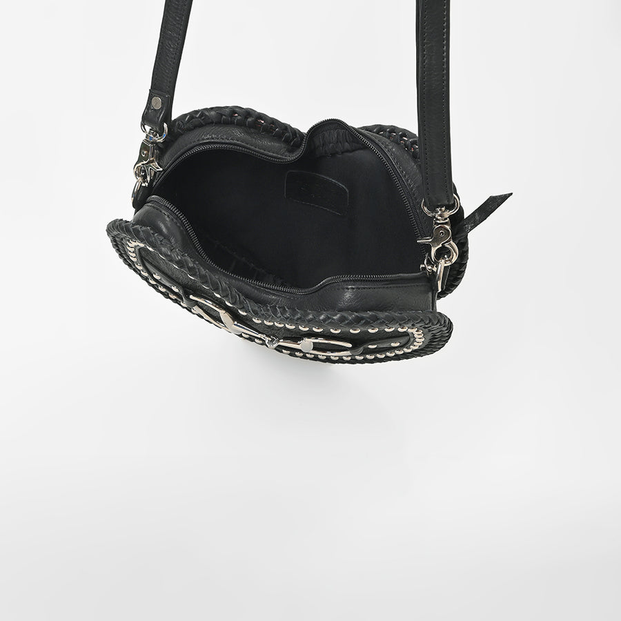 American Darling Women's Western Black Heart-Shaped Crossbody Bag