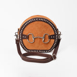 American Darling Genuine Leather Suede Studded Snaffle Bit Canteen Bag