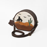 American Darling Genuine Leather Canteen Bag w/ Desert Cactus