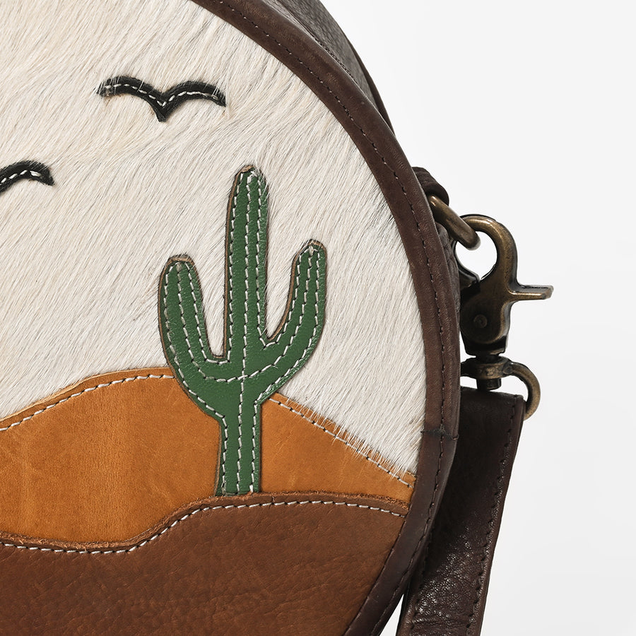 American Darling Genuine Leather Canteen Bag w/ Desert Cactus