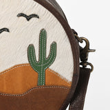 American Darling Genuine Leather Canteen Bag w/ Desert Cactus