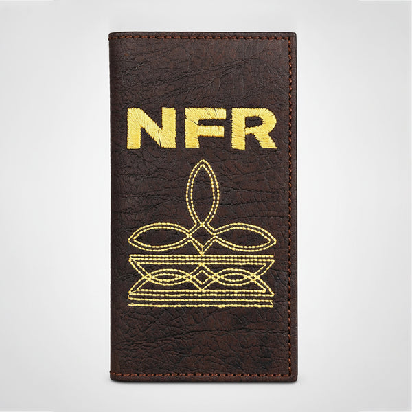 Official PRCA & NFR Licensed Collection® Embroidered Dark Brown Leather Rodeo Wallet