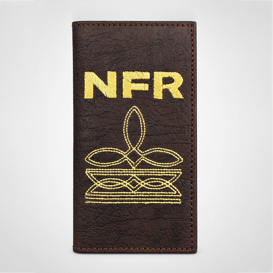 Official PRCA & NFR Licensed Collection® Embroidered Dark Brown Leather Rodeo Wallet