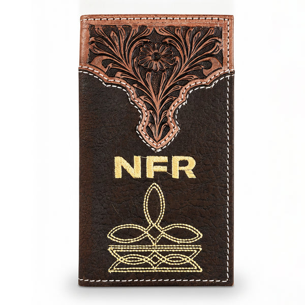 Official PRCA & NFR Licensed Collection® Floral Tooled Leather Rodeo Wallet