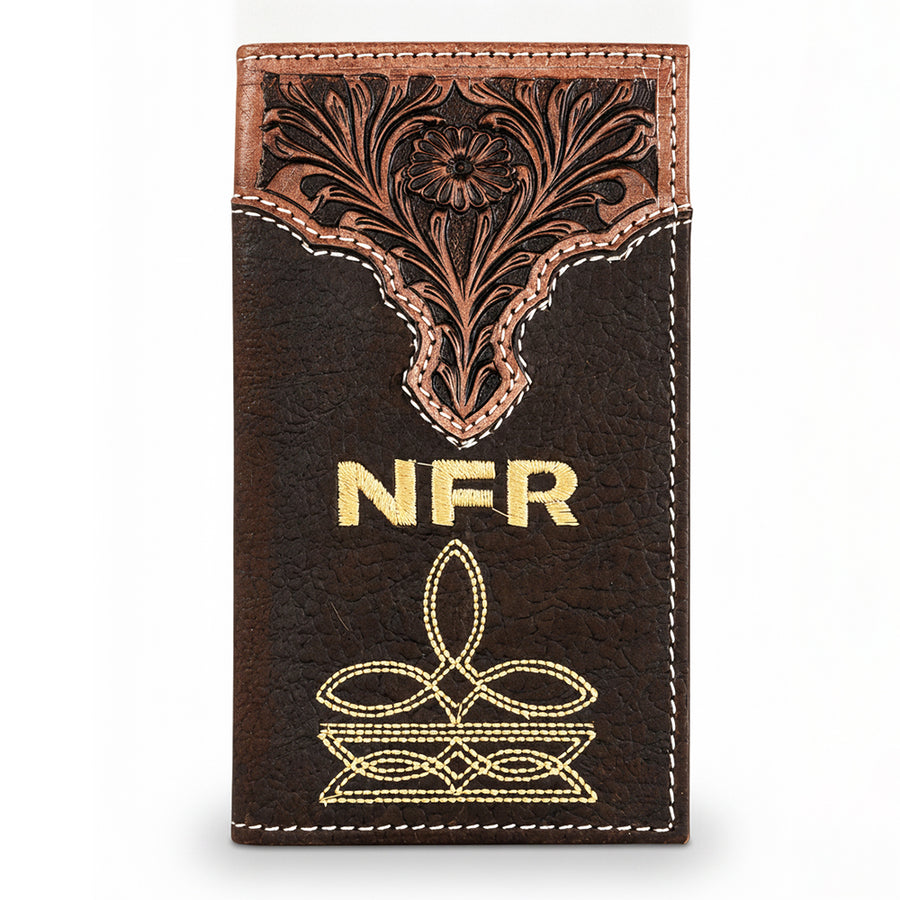 Official PRCA & NFR Licensed Collection® Floral Tooled Leather Rodeo Wallet