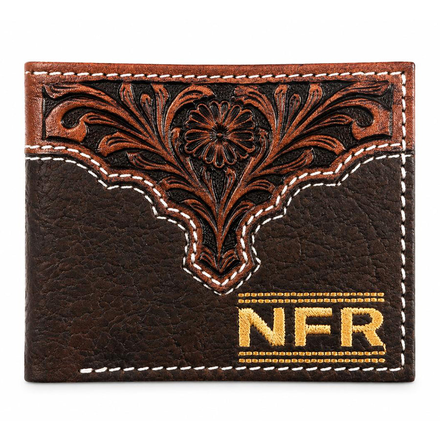 Official PRCA & NFR Licensed Collection® Hand-Tooled Floral Leather Bifold Wallet