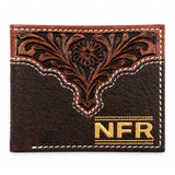 Official PRCA & NFR Licensed Collection® Hand-Tooled Floral Leather Bifold Wallet