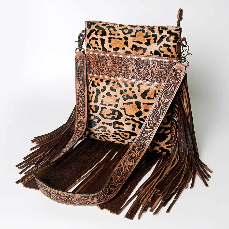 American Darling Messenger Hand Tooled Hair On Genuine Leather Western Women Bag Handbag Purse | Cute