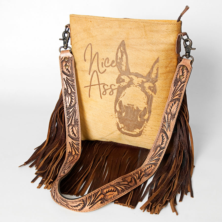 American Darling Messenger Hand Tooled Hair On Genuine Leather Western Women Bag Handbag Purse | Cute