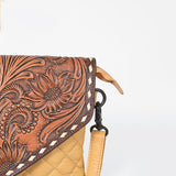 American Darling Yellow Leather Quilted Hand Tooled Flap Crossbody Bag