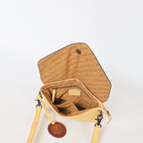 American Darling Yellow Leather Quilted Hand Tooled Flap Crossbody Bag