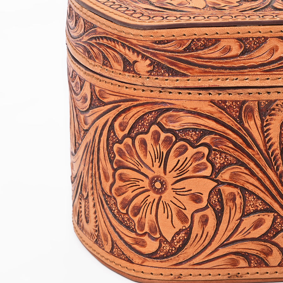 American Darling Hand Tooled Western Leather Jewelry Box