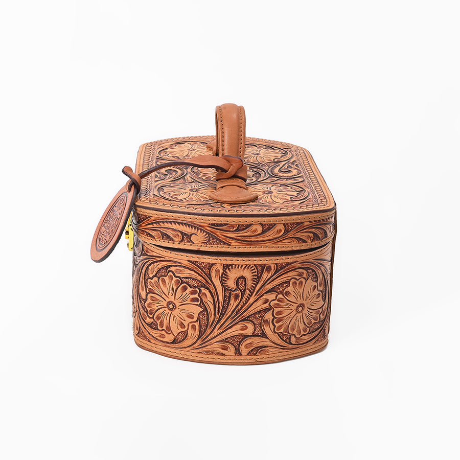 American Darling Hand Tooled Western Leather Jewelry Box