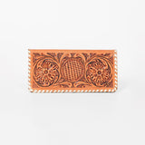 American Darling Hand Tooled Leather Floral Bifold Long Wallet Checkbook