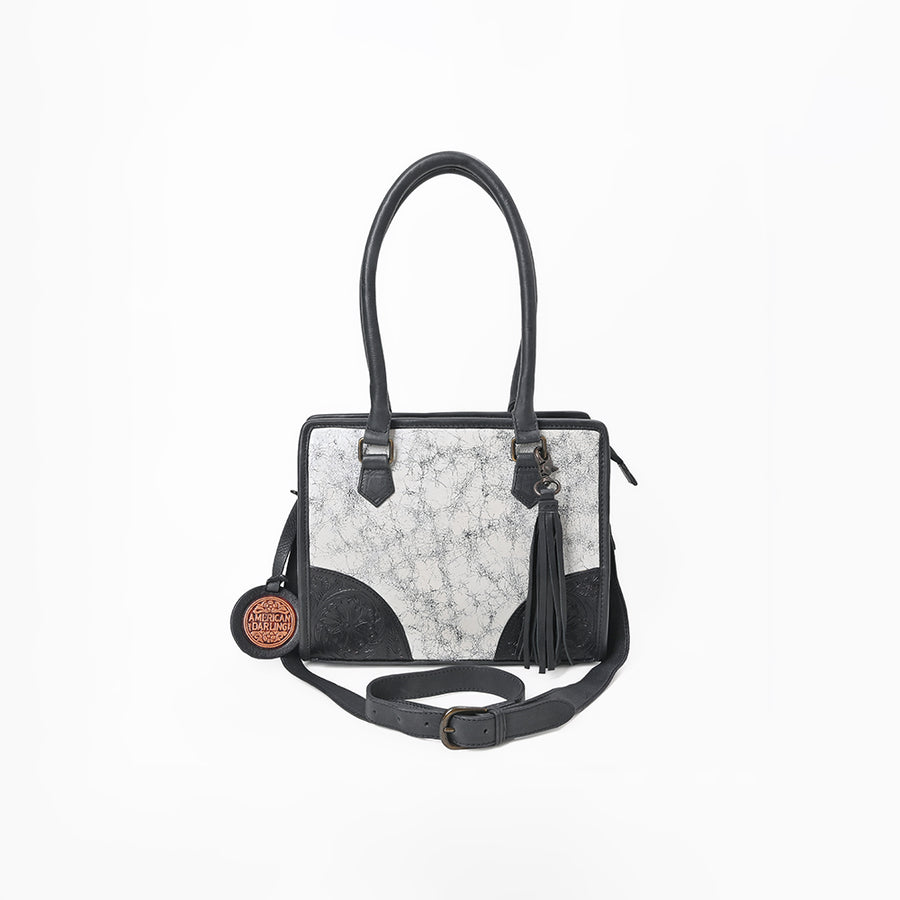 American Darling Silver Metallic Leather Western Tote Bag