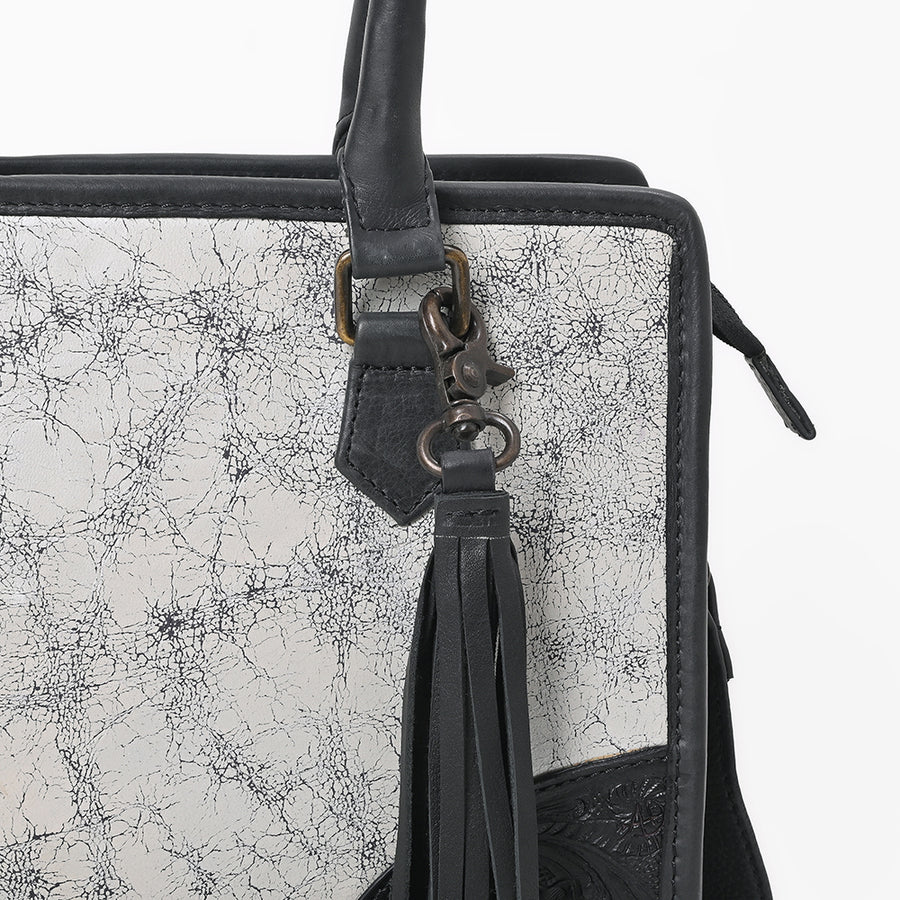 American Darling Silver Metallic Leather Western Tote Bag