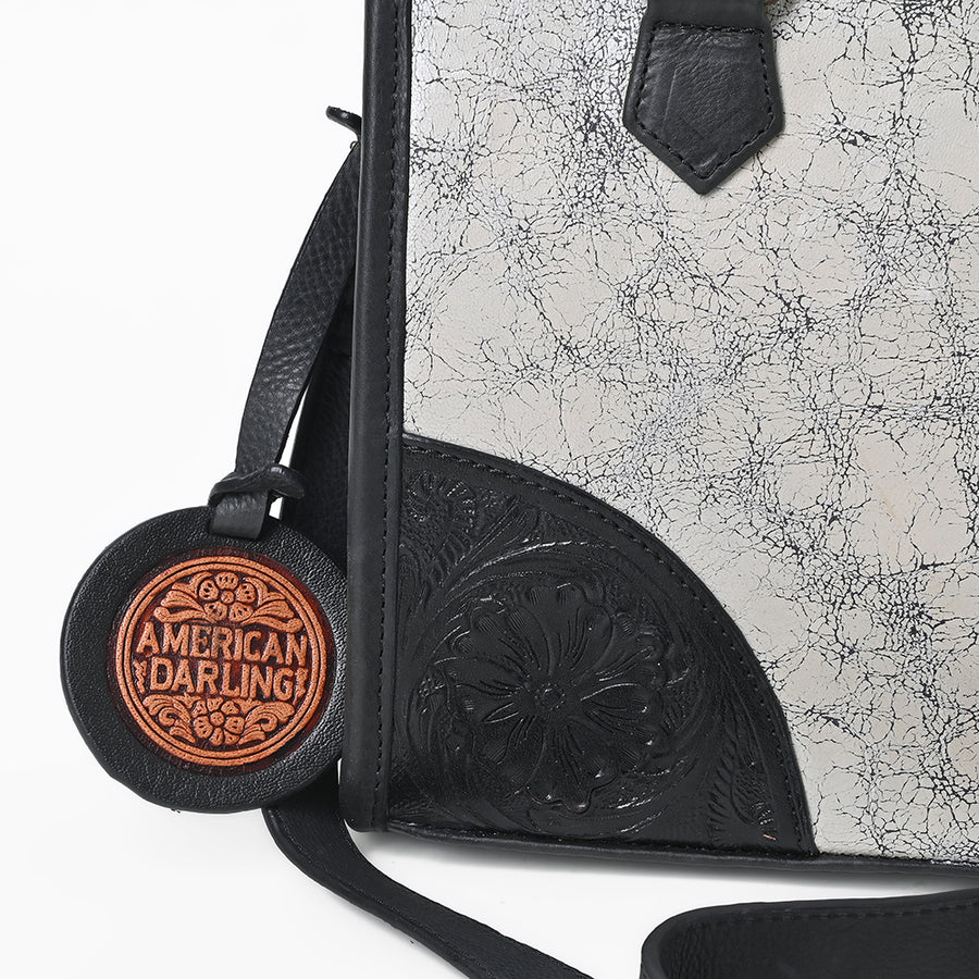 American Darling Silver Metallic Leather Western Tote Bag