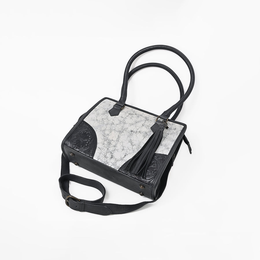 American Darling Silver Metallic Leather Western Tote Bag