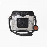 American Darling Western Leather Silver Crackle Crossbody